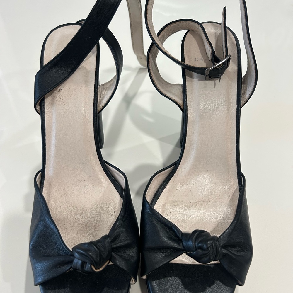 Halston block heel ankle strap sandals like NEW!